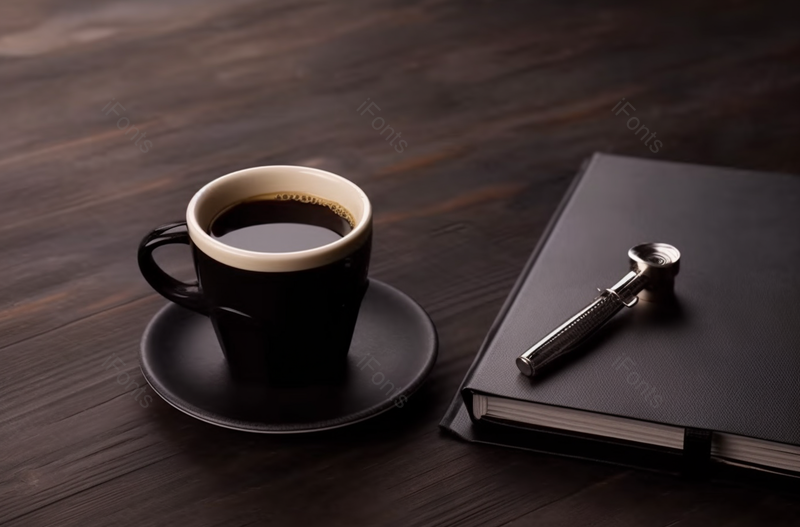 木桌笔记本咖啡咖啡杯黑色高级感商务办公,高清,摄影图,摄影图片,图片大全,摄影图免费下载